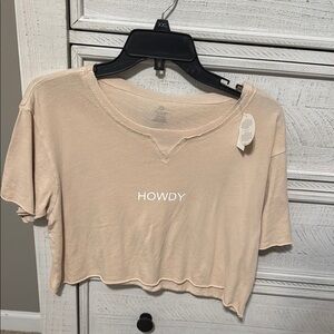 Aerie Cream Crop T-Shirt Casual Style